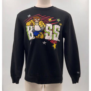 Bleecker & Mercer Black Teddy Bear Embroidered Crew Neck Sweater NWT- M